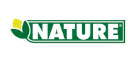 NATURE-logo med grøn ramme og stiliseret bladmotiv NATURE-logo med hvid tekst i grønt rektangel, dobbelt grøn ramme og et stiliseret blad i grøn og gul på sort baggrund