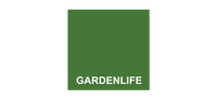 GardenLife-logo – hvidt navn centreret i bunden på grøn firkant GardenLife-logo med hvid tekst på grøn baggrund