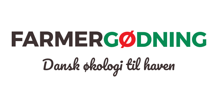Farmergødning logo - Dansk økologi til haven Farmergødning logo med farvet tekst og undertekst 'Dansk økologi til haven'