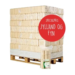 Træbriketter på palle – specialpris Jylland og Fyn Palle med træbriketter i plast, tilbud Jylland og Fyn