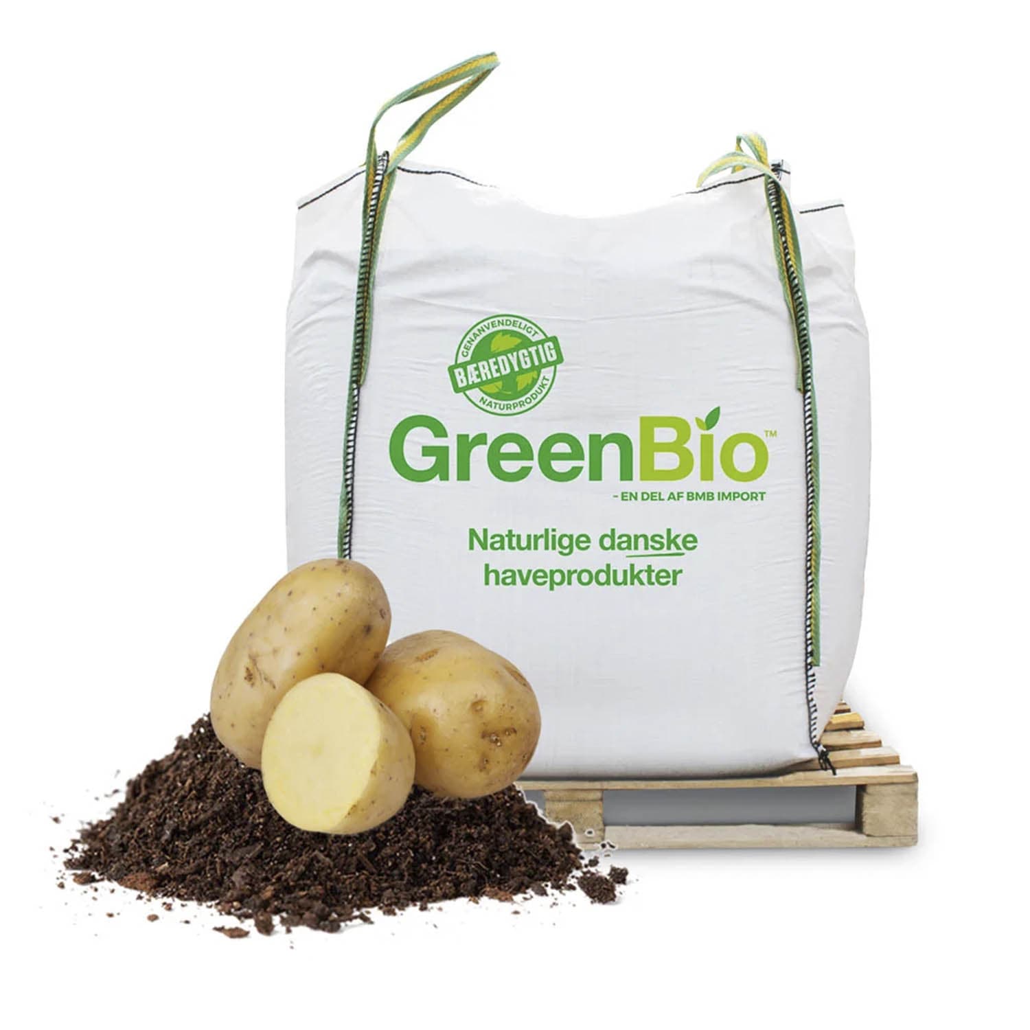 GreenBio kartoffeljord i bigbag med kartofler foran