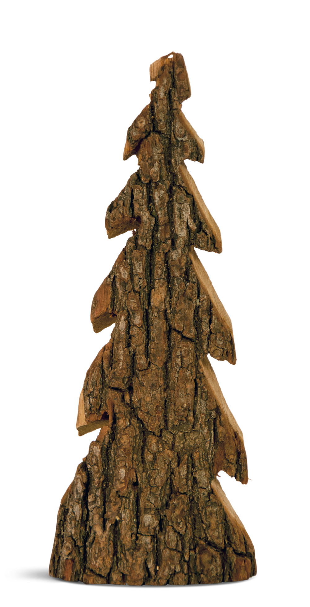 Juletræ med bark, small 40 cm, håndskåret af træstamme med naturlig bark; ubehandlet dekorationsfigur til indendørs og udendørs brug fra WMG - WohnManufactur Grünberger
