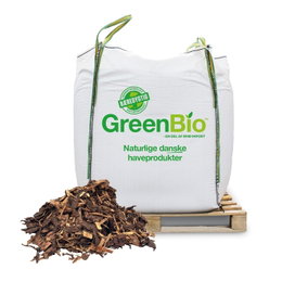 GreenBio træflis i bigbag på palle Stor GreenBio bigbag med træflis på palle