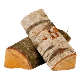 Dansk Birk - Brændeovnsbrænde 25 cm | Dansk Brænde To stykker birkebrænde (25 cm) med bark, velegnet til brændeovn og pejs, produkt fra Dansk Brænde