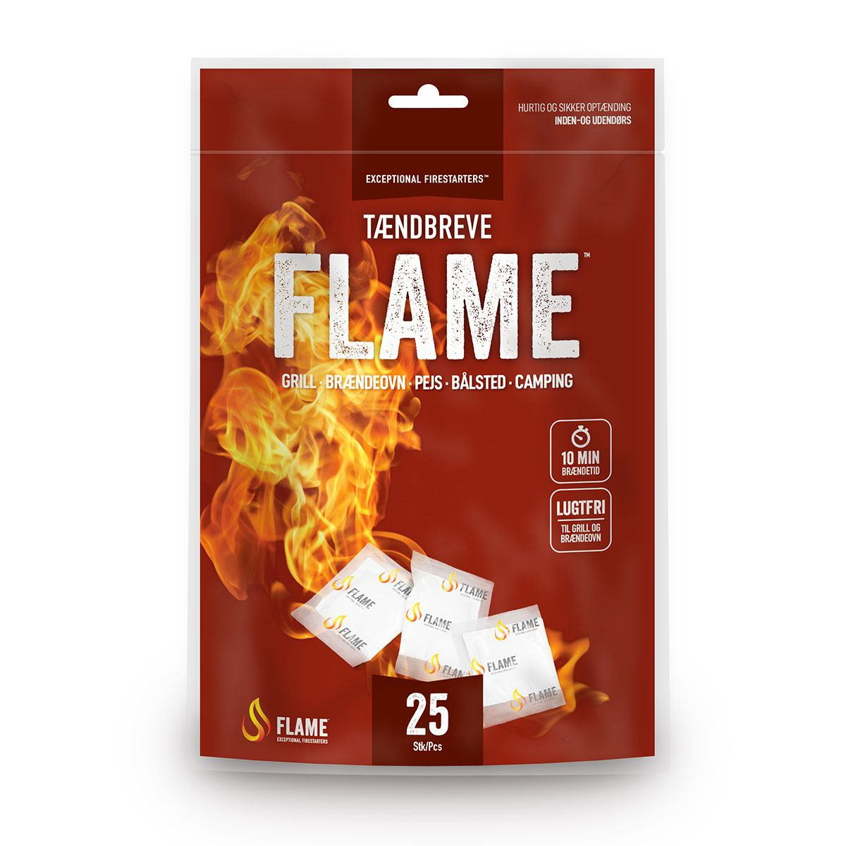 Pakke FLAME tændbreve 25 stk til grill og bål