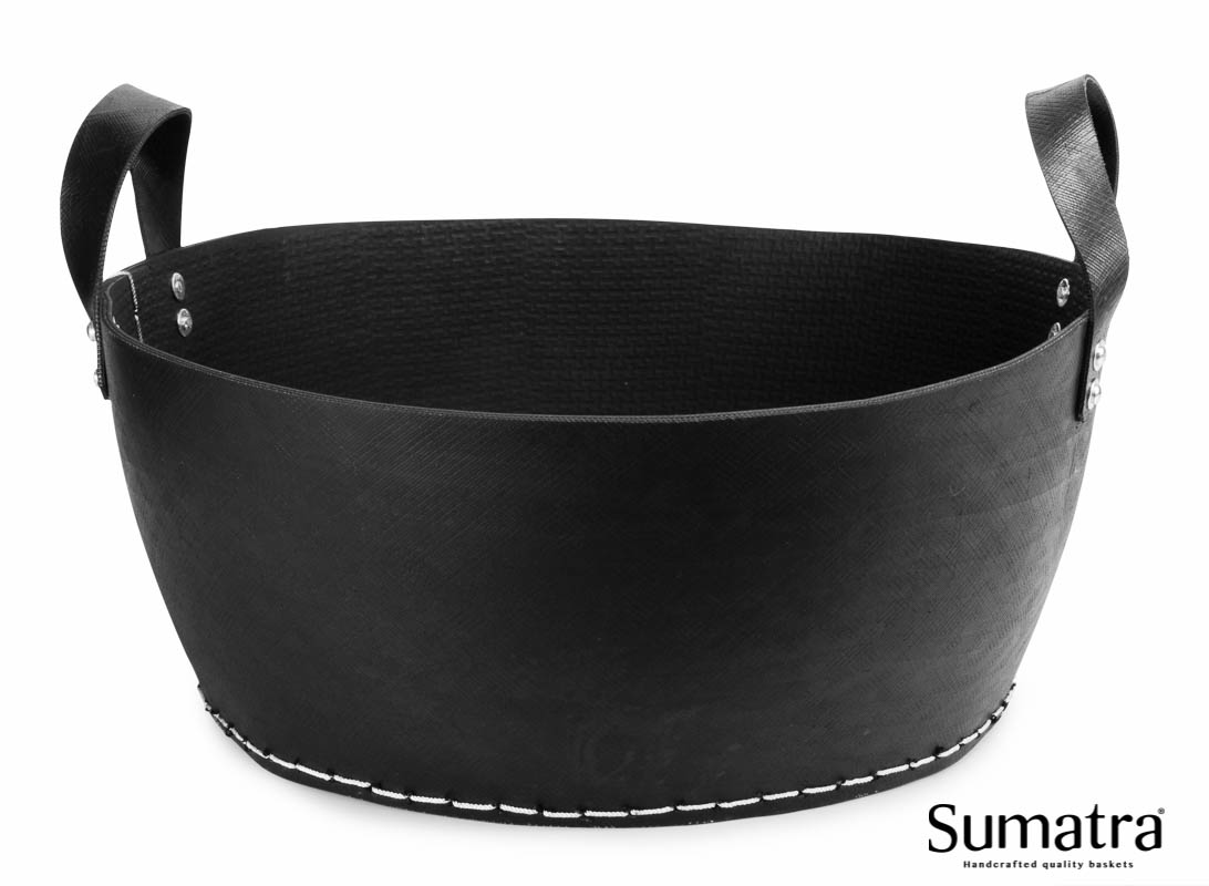 Sort oval Sumatra gummikurv med håndtag