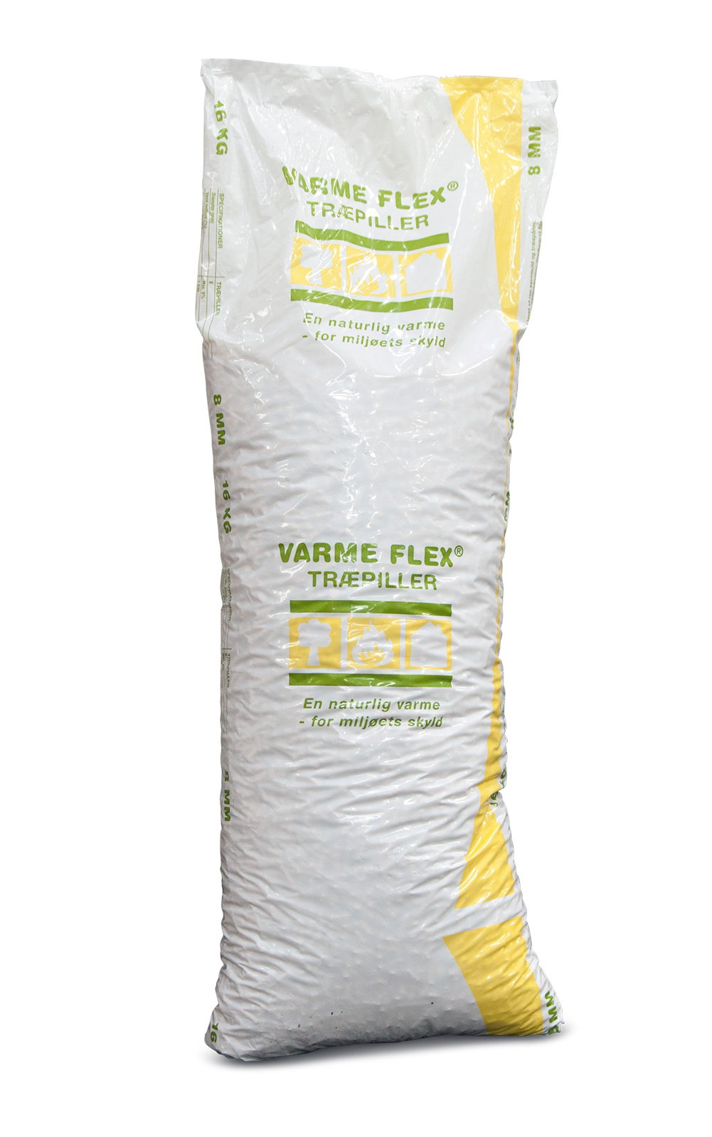 Sæk med Varme Flex træpiller 16 kg, 8 mm
