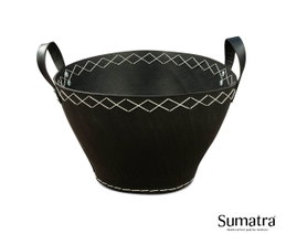 Sort Sumatra kurv i gummi med hvide syninger