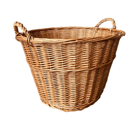 Stor flettekurv i rattan med håndtag Stor rund flettekurv i rattan med to håndtag