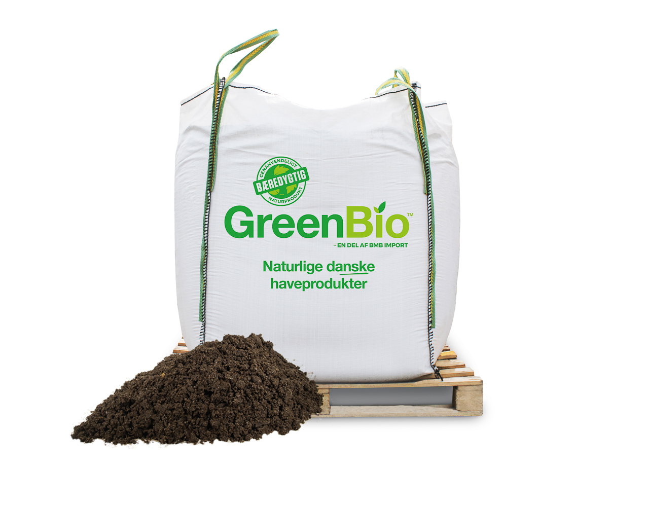 Stor bigbag GreenBio havejord på palle