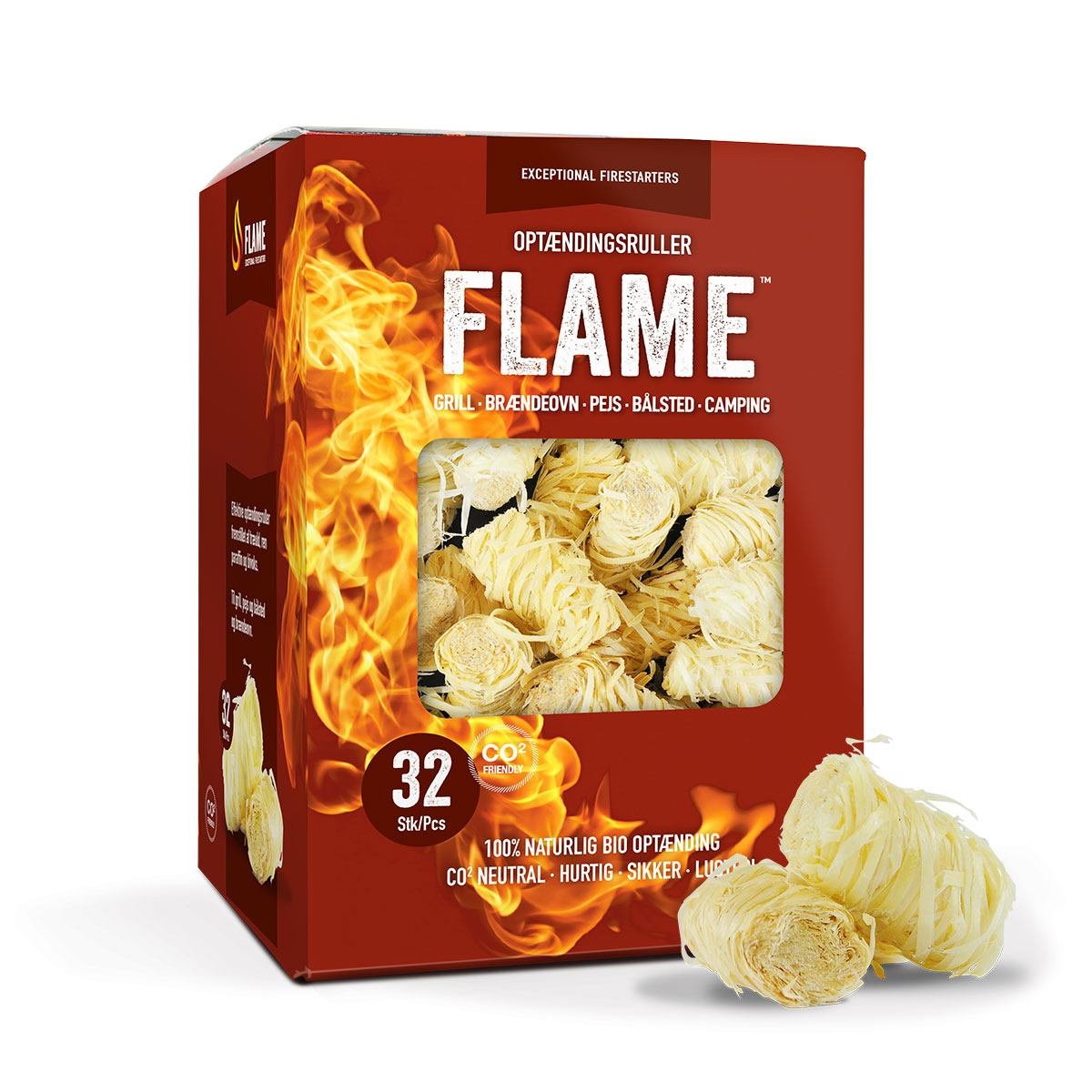 Pakke med FLAME optændingsruller 32 stk til grill