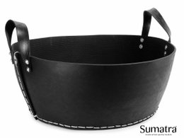 Sort Sumatra opbevaringskurv med håndtag Sort Sumatra opbevaringskurv i læderlook med håndtag