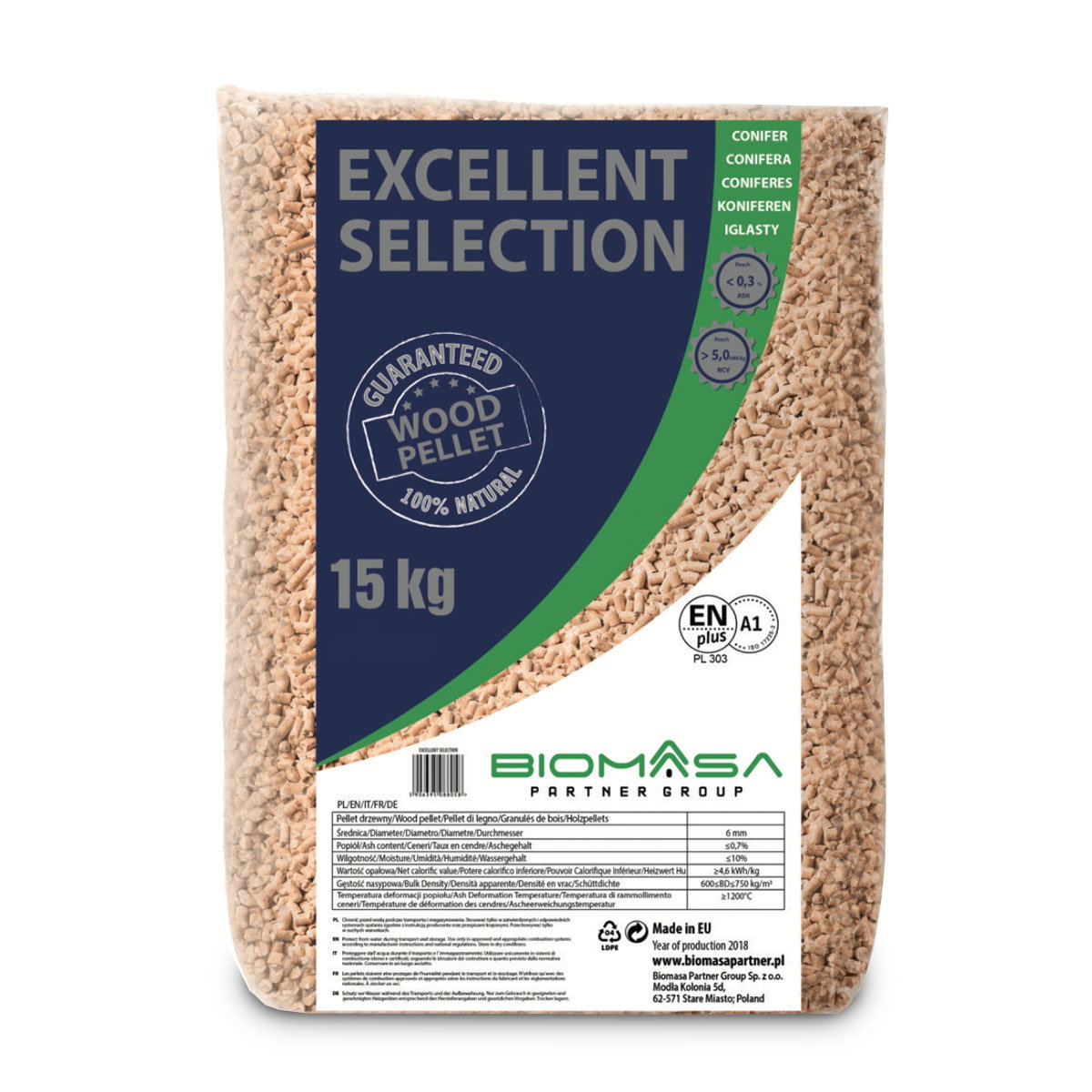 Træpiller Excellent Selection 15 kg Sæk med Excellent Selection træpiller 15 kg